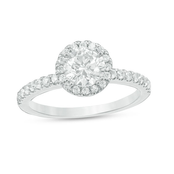 1.33 CT. T.W. Diamond Frame Engagement Ring in 14K White Gold | Peoples ...