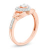 Thumbnail Image 1 of 0.23 CT. T.W. Diamond Heart Frame Claddagh-Style Promise Ring in 10K Rose Gold