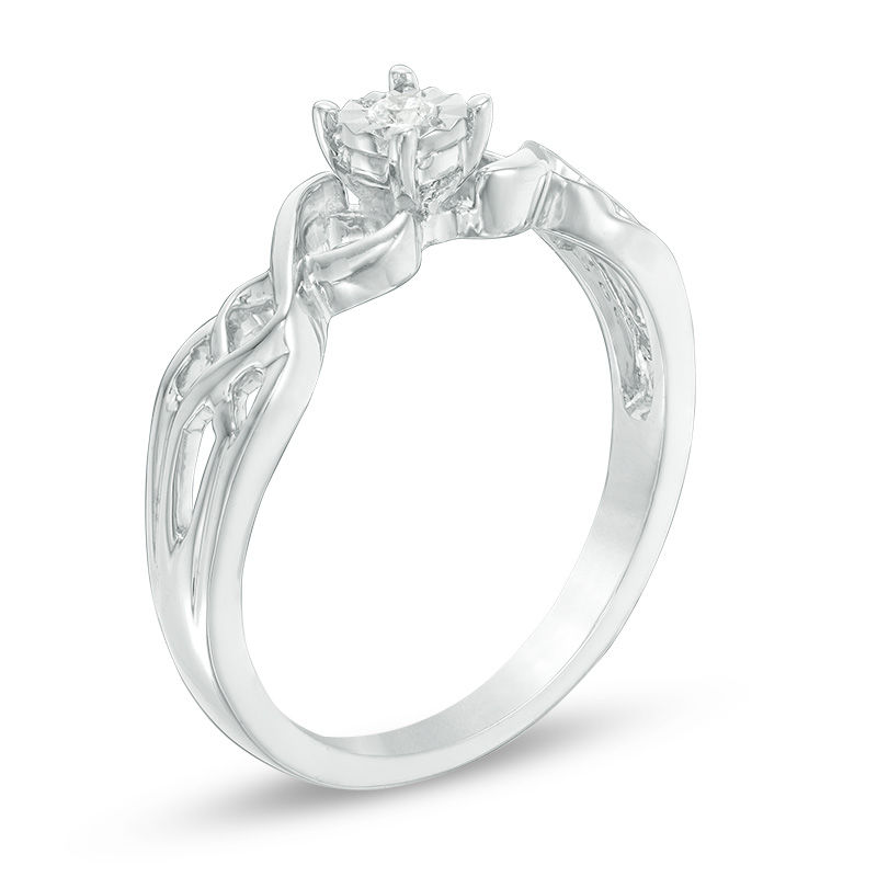 0.11 CT. Diamond Solitaire Celtic Knot Promise Ring in Sterling Silver|Peoples Jewellers