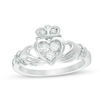 0.18 CT. T.W. Diamond Claddagh Promise Ring in 10K White Gold