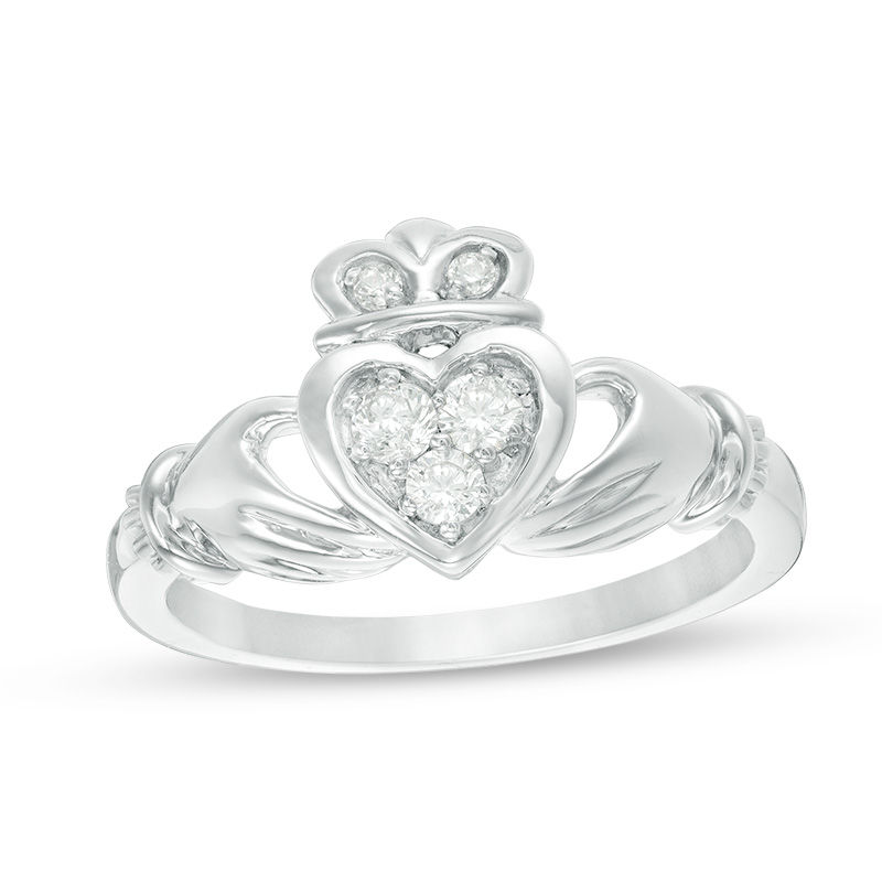0.18 CT. T.W. Diamond Claddagh Promise Ring in 10K White Gold|Peoples Jewellers