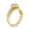 Thumbnail Image 2 of Perfect Fit 0.45 CT. T.W. Diamond Cushion Frame Vintage-Style Interlocking Bridal Set in 10K Gold