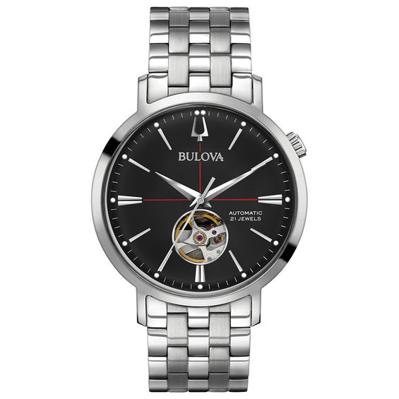 Men's Bulova Automatic Watch with Black Dial (Model: 96A199)