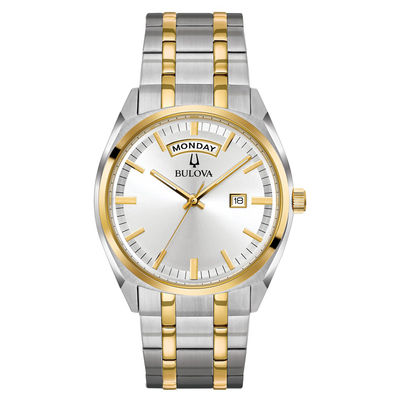 Men's Bulova Surveyor Two-Tone Watch with Silver-Tone Dial (Model: 98C127)