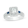 Vera Wang Love Collection 1.20 CT. T.W. Emerald-Cut Diamond and Blue Sapphire Engagement Ring in 14K White Gold