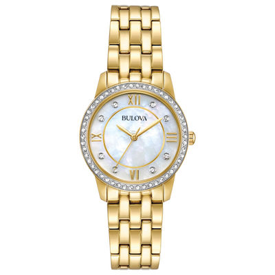 Ladies' Bulova Crystal Accent Gold-Tone Watch and Bracelet Boxed Set (Model: 98X115)