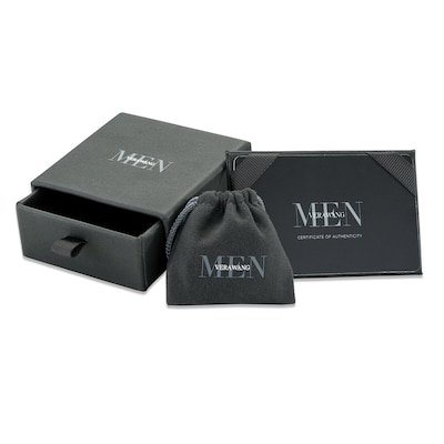 Vera Wang Love Collection Men's 0.04 CT. T.W. Black Diamond Four Stone Wedding Band in 14K White Gold