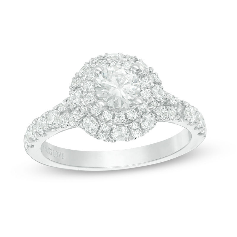 Vera Wang Love Collection 1.45 CT. T.W. Diamond Double Frame Engagement Ring in 14K White Gold|Peoples Jewellers