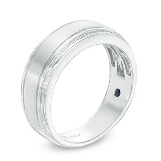 Vera Wang Love Collection Men's 0.04 CT. T.W. Diamond Four Stone Wedding Band in 14K White Gold