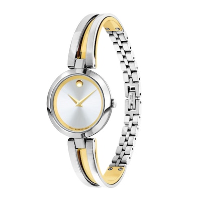 Ladies' Movado Aleena Two-Tone Bangle Watch with Silver-Tone Dial (Model