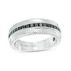 Thumbnail Image 0 of Vera Wang Love Collection Men's 0.74 CT. T.W. Square-Cut Black Diamond Wedding Band in 14K White Gold