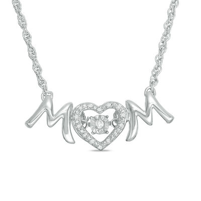 Unstoppable Love™ 0.04 CT. T.W. Diamond "MOM" Heart Necklace in Sterling Silver