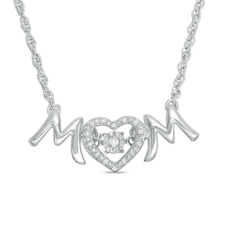 10k Ruby Faceted Heart with Diamond Necklace. 10k LOVE MOM Pendant. - Ruby  Lane