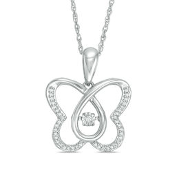 Unstoppable Love™ 0.12 CT. T.W. Diamond Butterfly Pendant in Sterling Silver