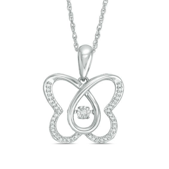 Unstoppable Love™ 0.12 CT. T.W. Diamond Butterfly Pendant in Sterling Silver