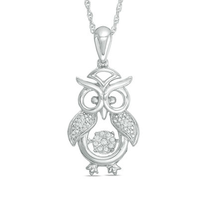 Unstoppable Love™ 0.07 CT. T.W. Diamond Owl Pendant in Sterling Silver