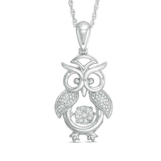 Unstoppable Love™ 0.07 CT. T.W. Diamond Owl Pendant in Sterling Silver