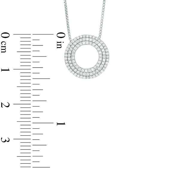 0.30 CT. T.W. Diamond Three Row Open Circle Pendant in 10K White Gold