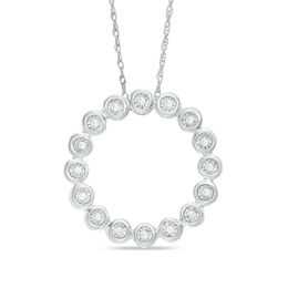 0.23 CT. T.W. Diamond Open Circle Pendant in Sterling Silver