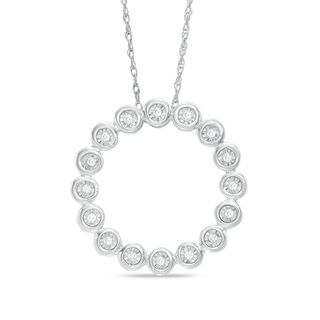 0.23 CT. T.W. Diamond Open Circle Pendant in Sterling Silver