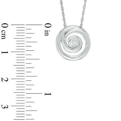 0.09 CT. Diamond Solitaire Swirl Circle Pendant in Sterling Silver