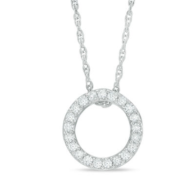 0.12 CT. T.W. Diamond Open Circle Pendant in 10K White Gold