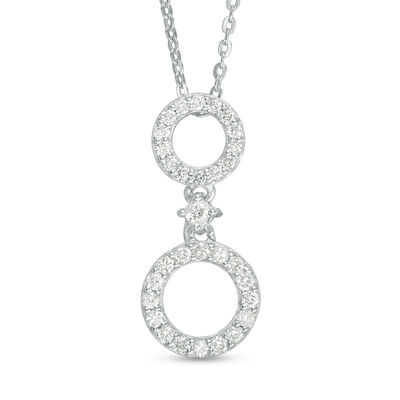 0.32 CT. T.W. Diamond Double Circle Drop Pendant in Sterling Silver