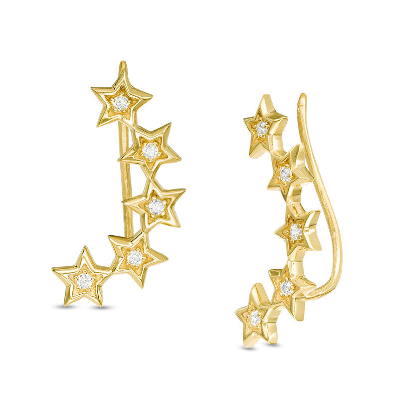 0.14 CT. T.W. Diamond Five Star Crawler Earrings in 10K Gold|Peoples Jewellers