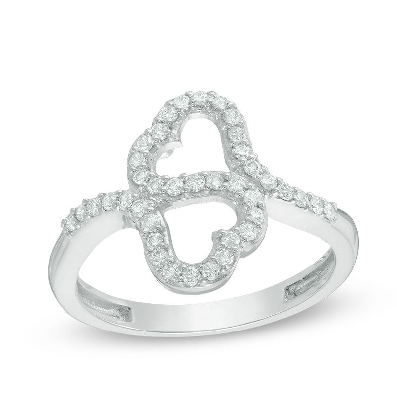0.29 CT. T.W. Diamond Bypass Heart Ring in Sterling Silver|Peoples Jewellers