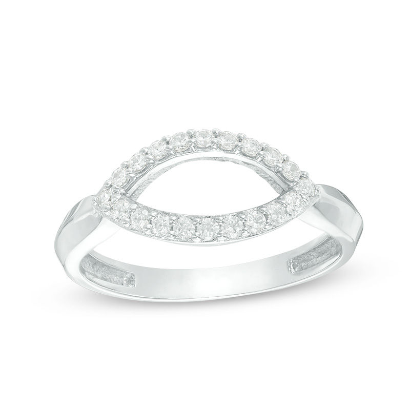 0.23 CT. T.W. Diamond Sideways Open Marquise Ring in Sterling Silver|Peoples Jewellers