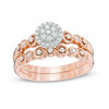 Perfect Fit 0.23 CT. T.W. Composite Diamond Frame Interlocking Bridal Set in 10K Rose Gold