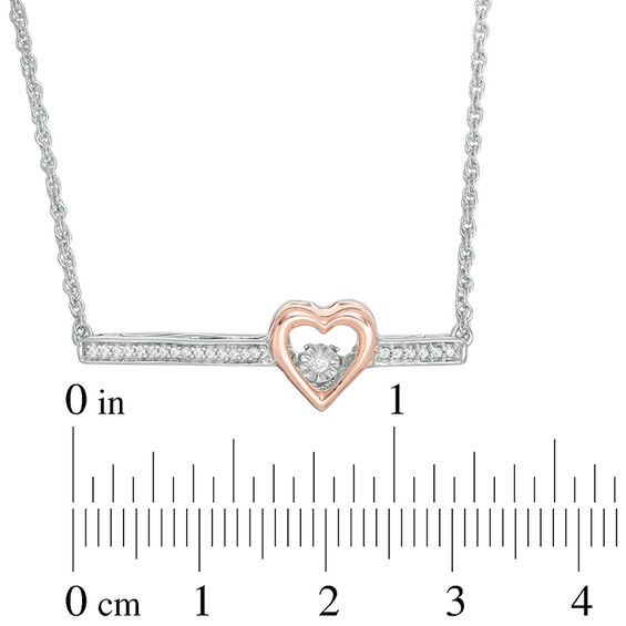 Unstoppable Love™ 0.07 CT. T.W. Diamond Heart Bar Necklace in Sterling Silver and 10K Rose Gold