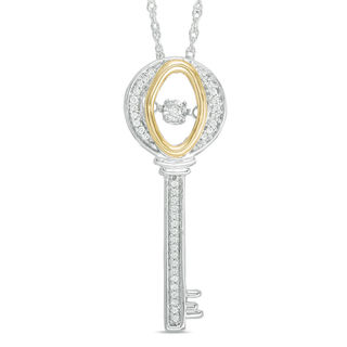 Unstoppable Love™ 0.12 CT. T.W. Diamond Key Pendant in Sterling Silver and 10K Gold