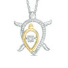 Thumbnail Image 0 of Unstoppable Love™ 0.07 CT. T.W. Diamond Mother and Baby Turtle Pendant in Sterling Silver and 10K Gold
