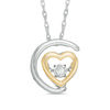 Unstoppable Love™ Diamond Accent Solitaire Half Moon Heart Pendant in Sterling Silver and 10K Gold