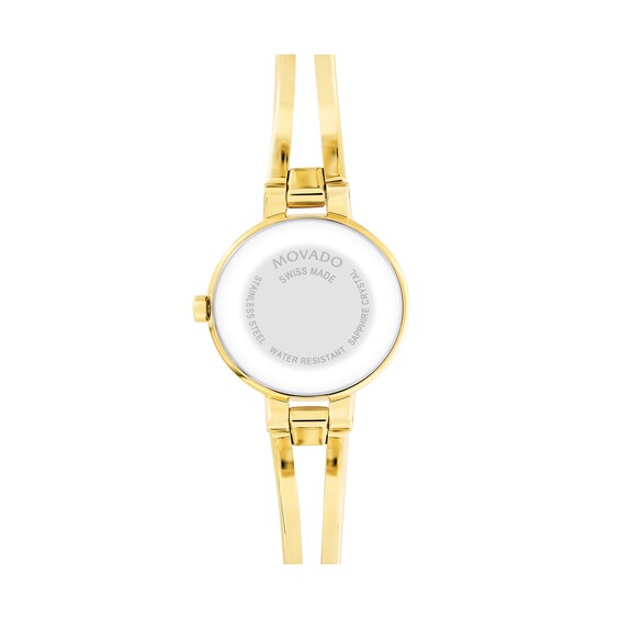 Ladies' Movado Amorosa® 0.07 CT. T.W. Diamond Gold-Tone PVD Bangle Watch with Black Dial (Model: 0607155)