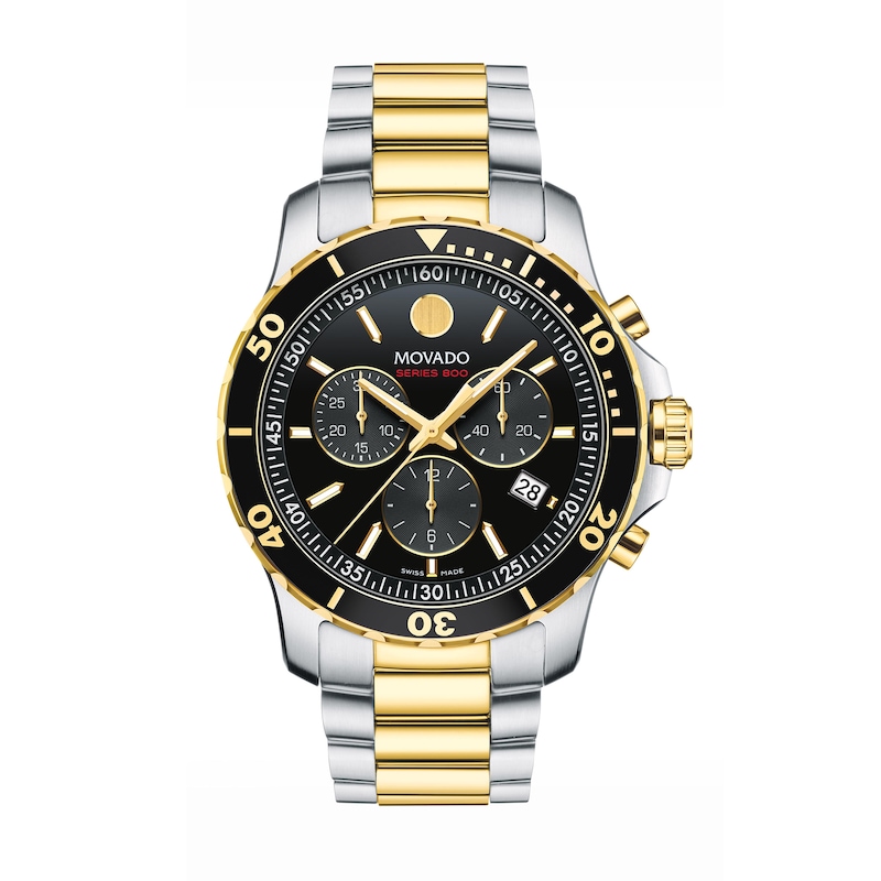 Men's Movado Series 800® Chronograph Two-Tone PVD Watch with Black Dial (Model: 2600146)|Peoples Jewellers