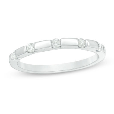 0.15 CT. T.W. Diamond Station Anniversary Band in 10K White Gold