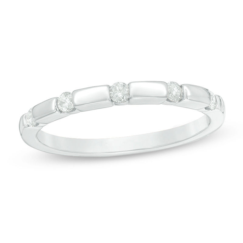 0.15 CT. T.W. Diamond Station Anniversary Band in 10K White Gold|Peoples Jewellers