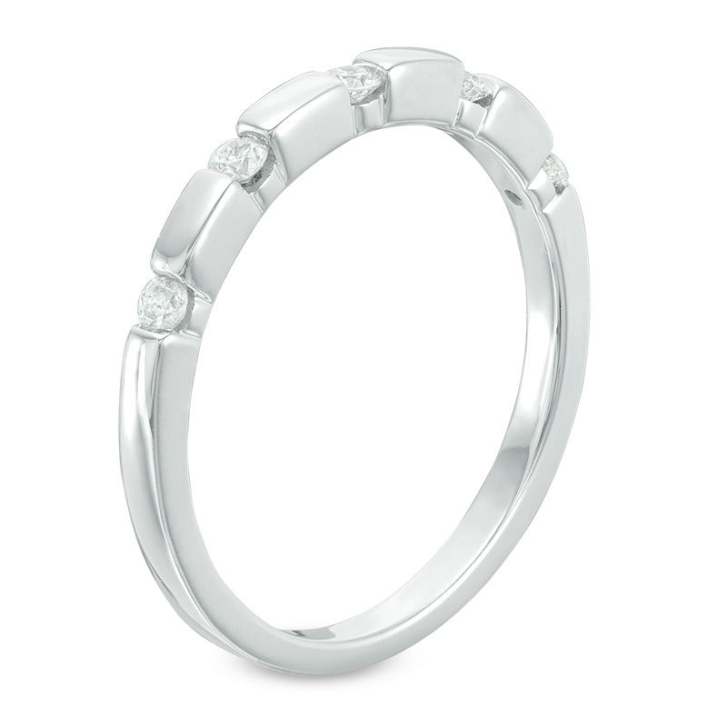 0.15 CT. T.W. Diamond Station Anniversary Band in 10K White Gold|Peoples Jewellers