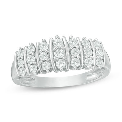 0.50 CT. T.W. Diamond Multi-Row Anniversary Band in 10K White Gold