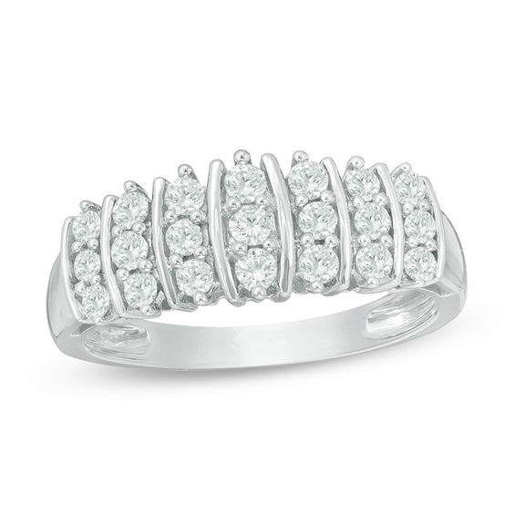 0.50 CT. T.W. Diamond Multi-Row Anniversary Band in 10K White Gold