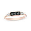 Thumbnail Image 1 of 0.24 CT. T.W. Enhanced Black and White Diamond Three Stone Vintage-Style Ring in 10K Rose Gold