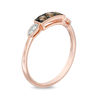 0.24 CT. T.W. Champagne and White Diamond Three Stone Vintage-Style Ring in 10K Rose Gold