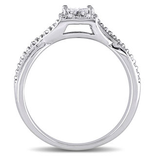 0.27 CT. T.W. Quad Princess-Cut Diamond Frame Twist Shank Promise Ring in Sterling Silver