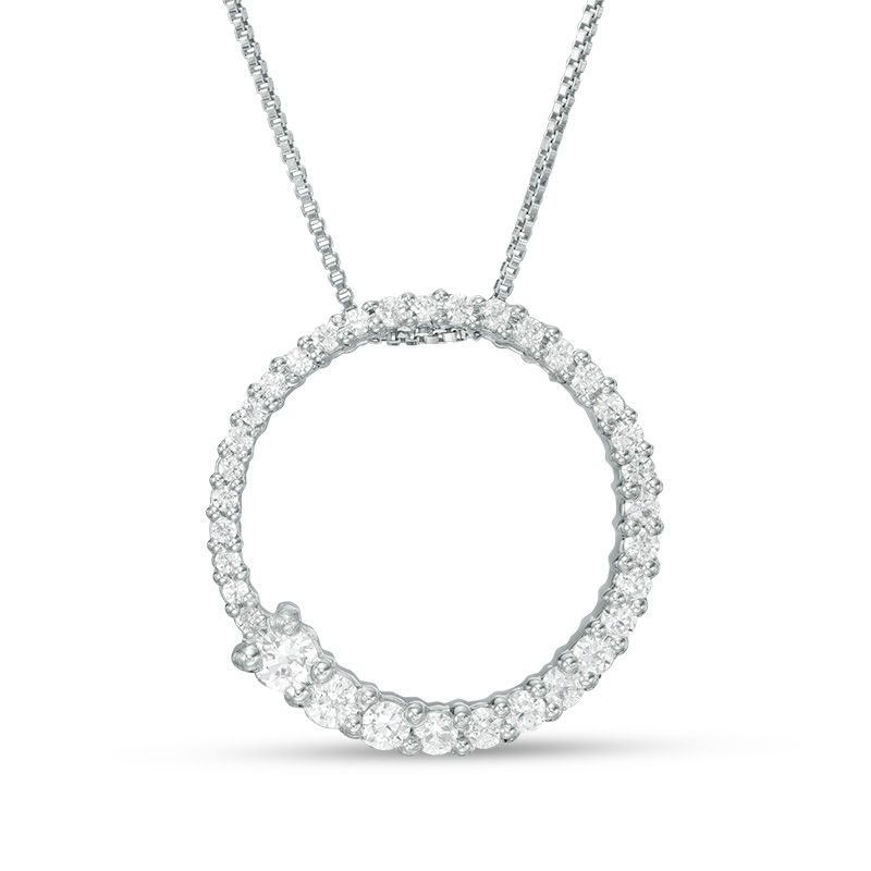 0.45 CT. T.W. Journey Diamond Circle Pendant in 10K White Gold|Peoples Jewellers
