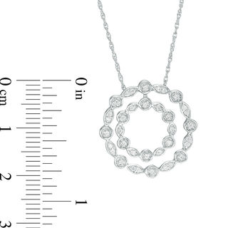 0.23 CT. T.W. Diamond Scalloped Double Circle Pendant in Sterling Silver