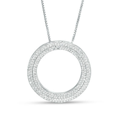 0.70 CT. T.W. Diamond Open Circle Pendant in 10K White Gold