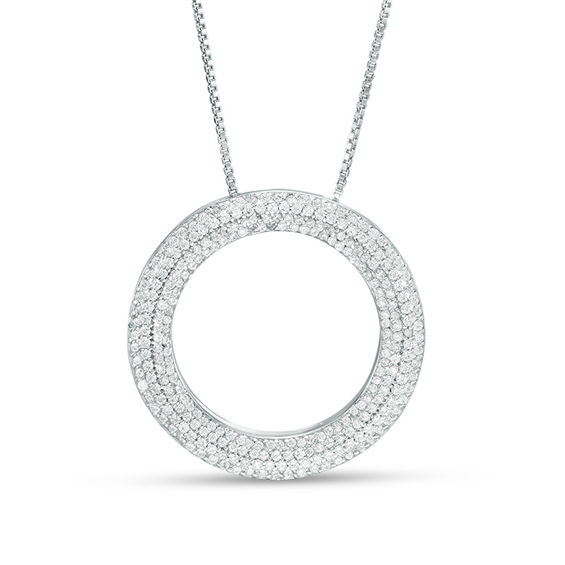 0.70 CT. T.W. Diamond Open Circle Pendant in 10K White Gold