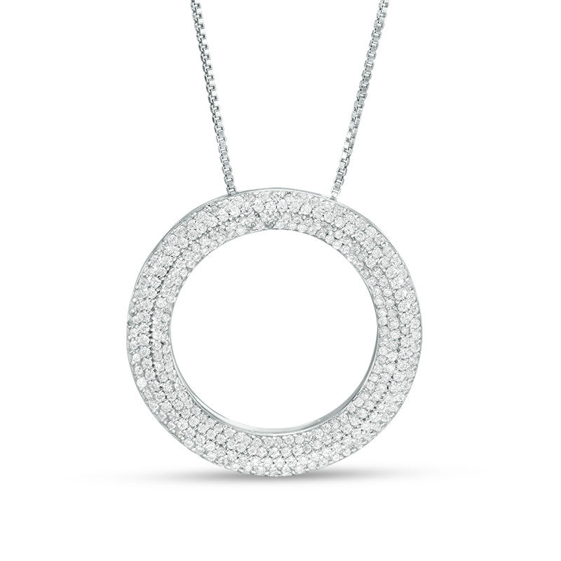 0.70 CT. T.W. Diamond Open Circle Pendant in 10K White Gold|Peoples Jewellers